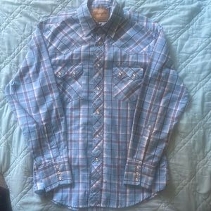 Wrangler Western Fashion Plaid Shirt Mens Medium